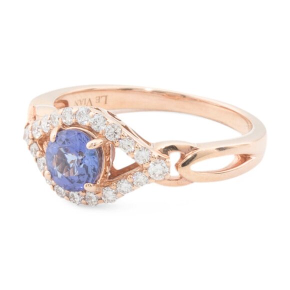 LE VIAN Made In Thailand 14kt Rose Gold Blueberry Tanzanite Ring - Picture 1 of 3